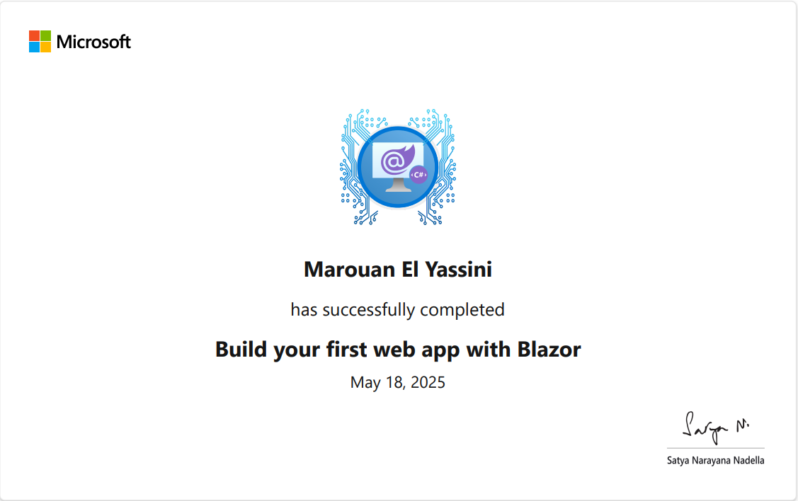 Certification blazor