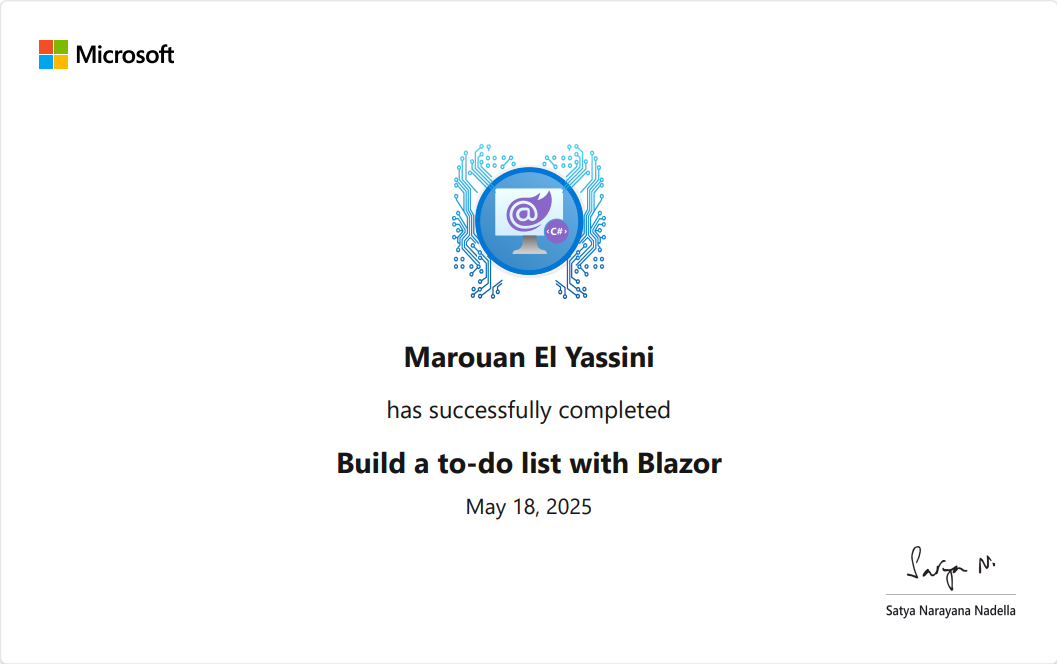 Certification blazor